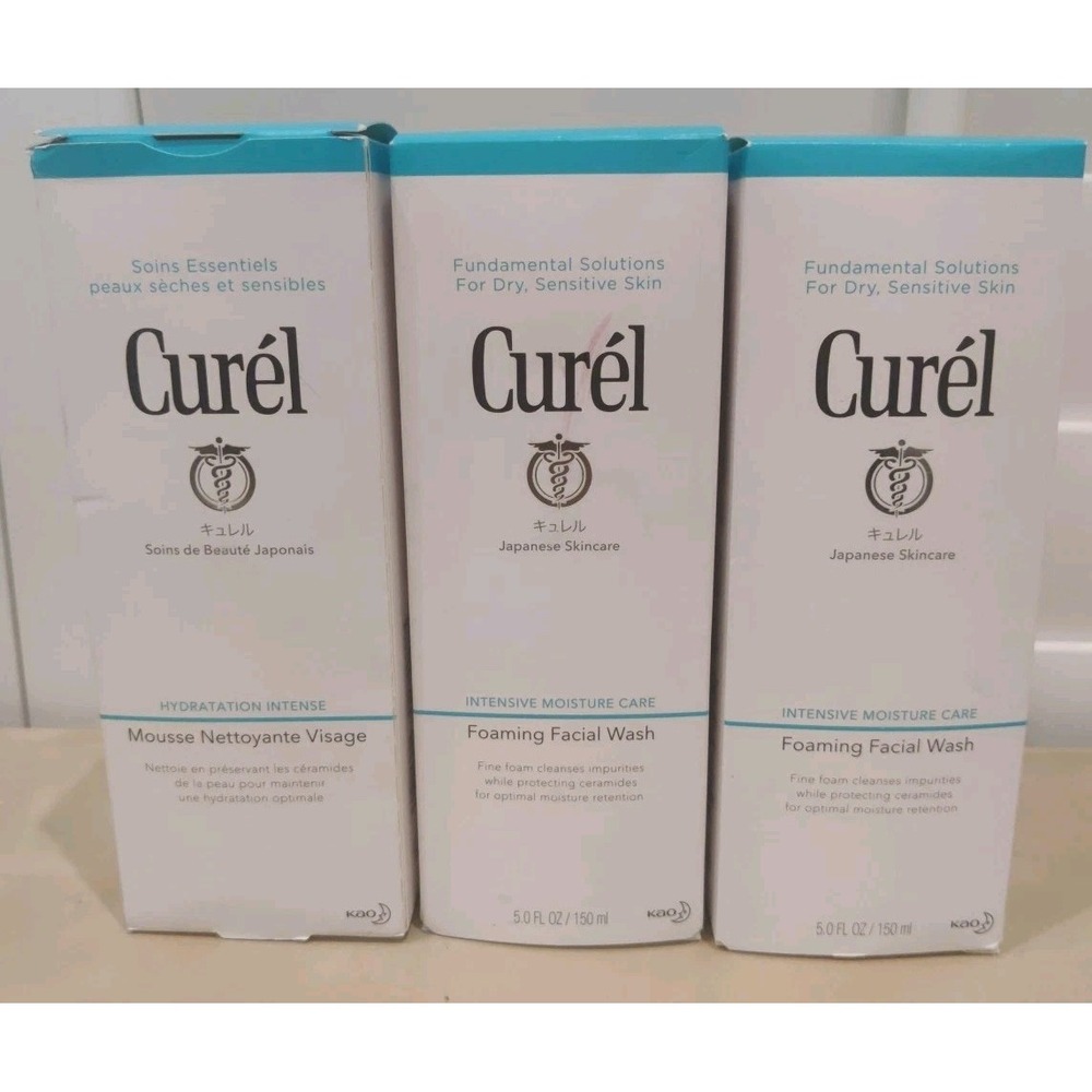 Curel Japanese Skin Care Foaming Daily Face Wash Sensitive Skin (3-pack)
